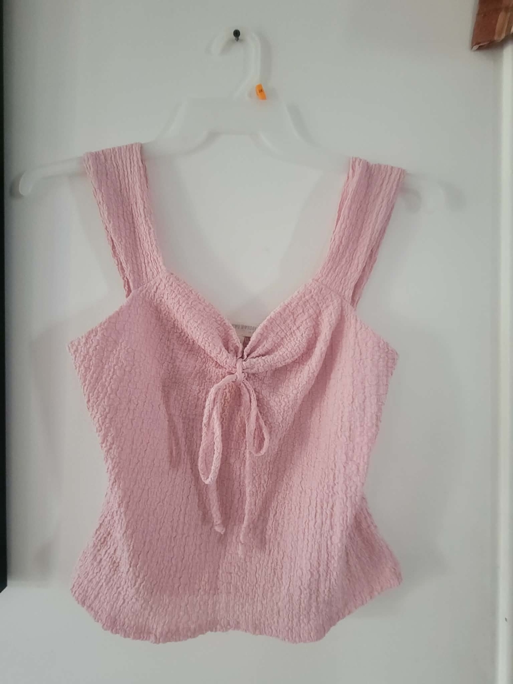 See You Monday Light Pink Tie-Front Textured Camisole